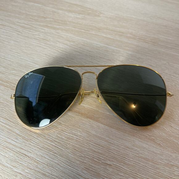 Vintage B&L Ray-Ban Aviator Sunglasses Gold Metal Frames 62-14 USA - Picture 1 of 13